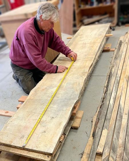 wooden plaque making process using salvaged wood from Great River