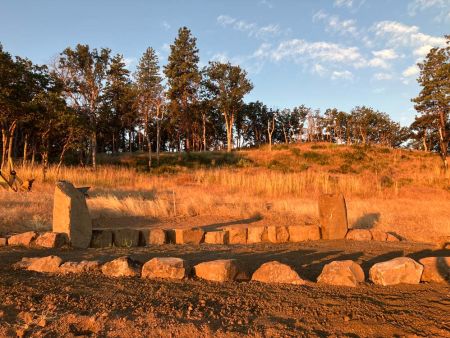 cremains scattering garden cenotaph and gathering area at sunrise