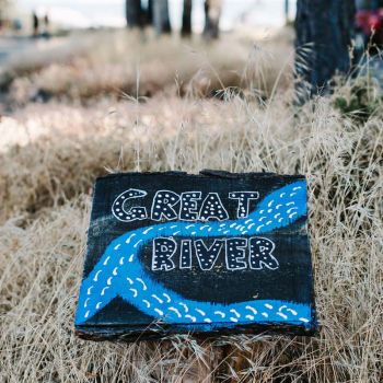Great River sign made by youth